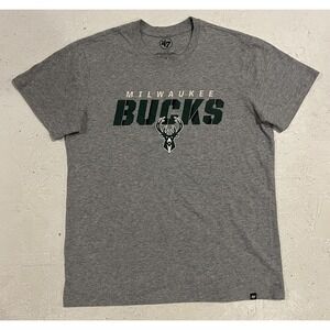 Milwaukee Bucks Shirt Mens Large Gray NBA Basketball 47 Brand Soft Cotton